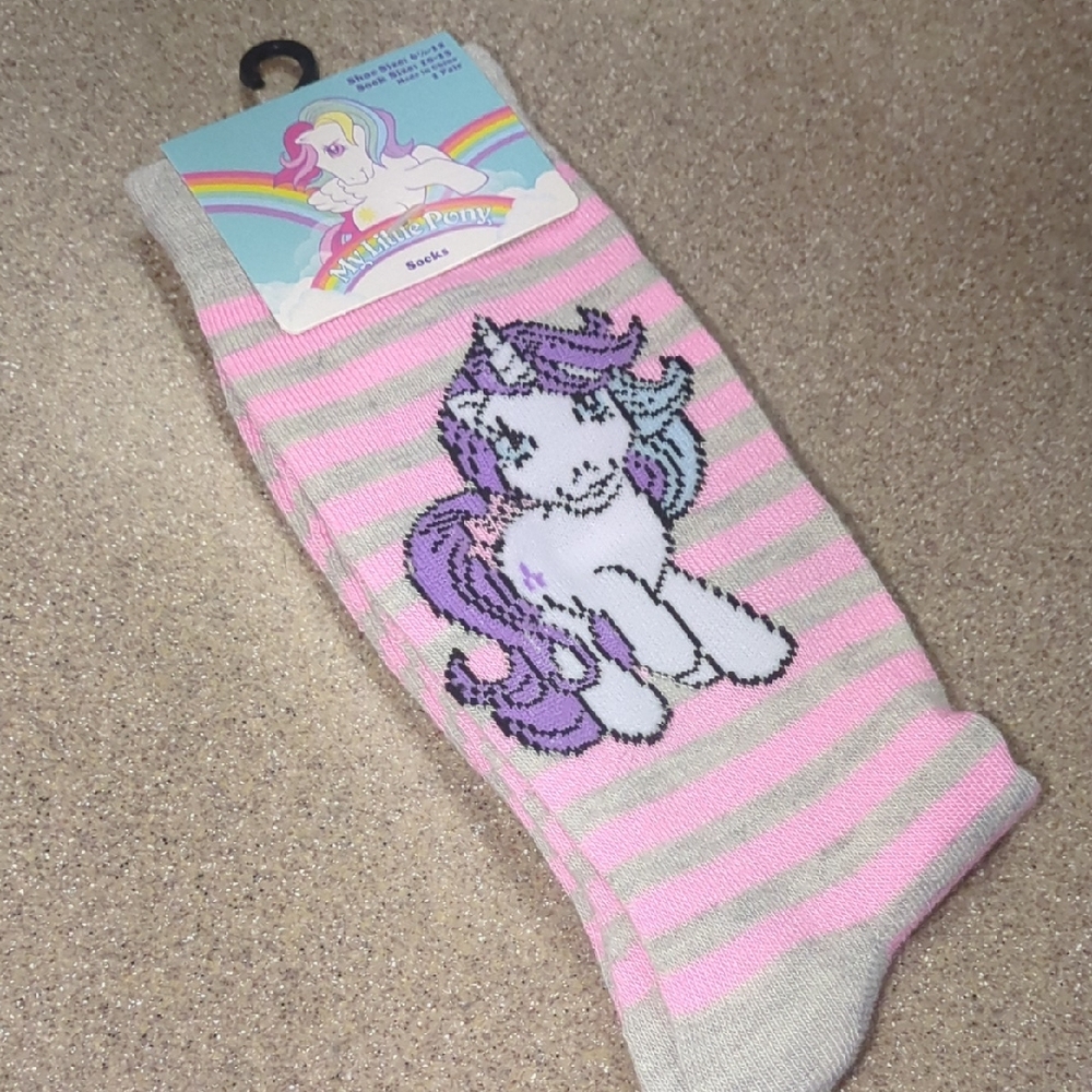 My Little Pony Pink and Gray Unicorn Socks